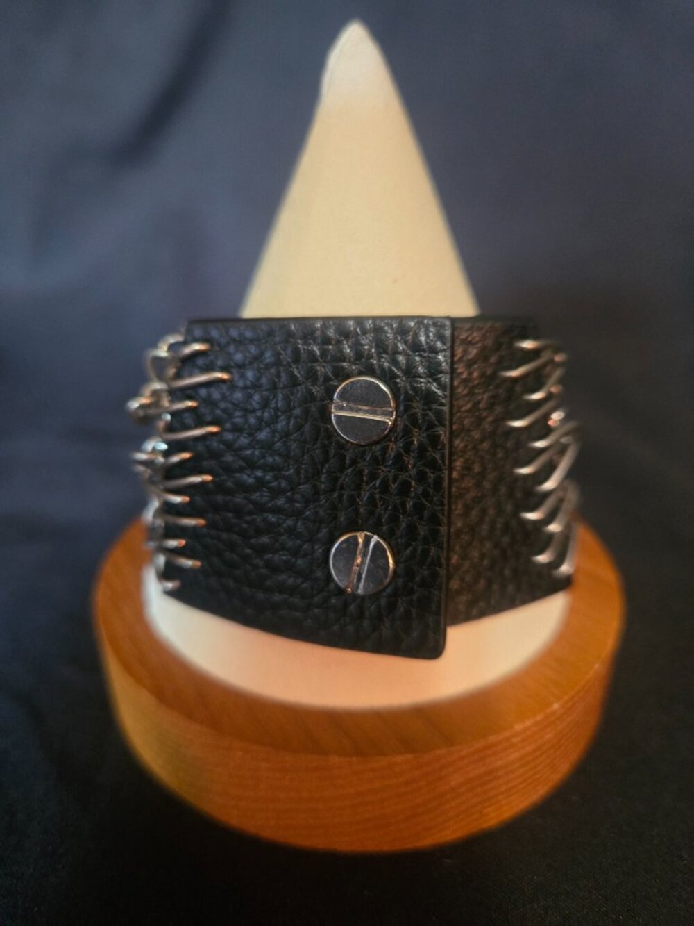 White House Black Market Genuine Leather Multi-Chain Statement Cuff Bracelet - Picture 3 of 8